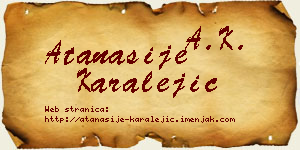 Atanasije Karalejić vizit kartica